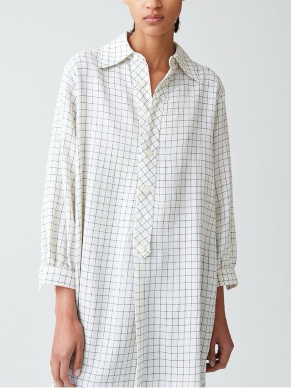 HOPE Icon Shirtdress in Off-white Check